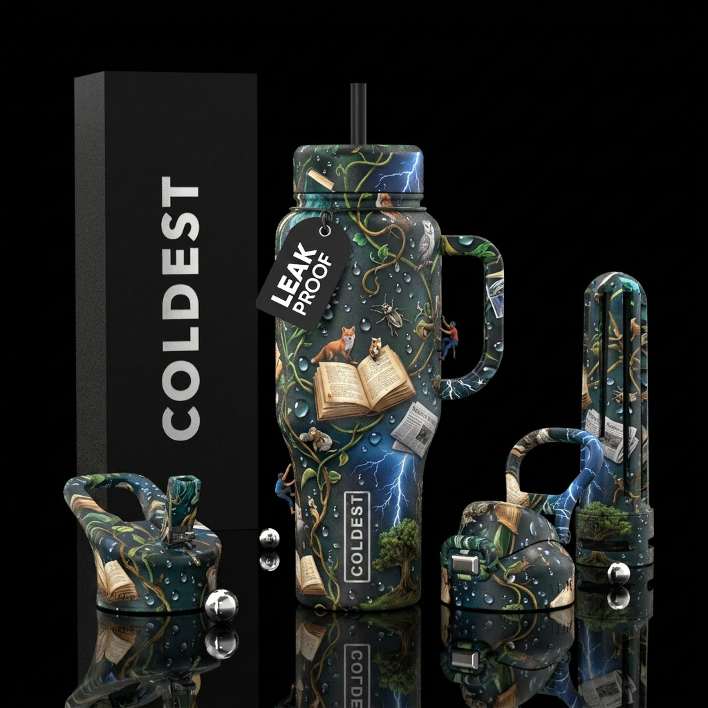 Books water bottle design