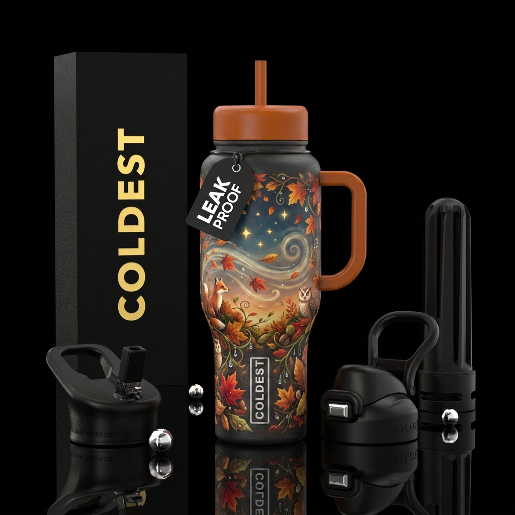 Fall skies water bottle design