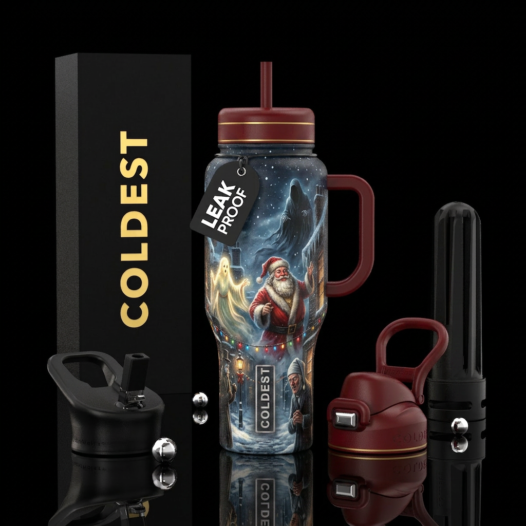 Christmas ghosts water bottle design