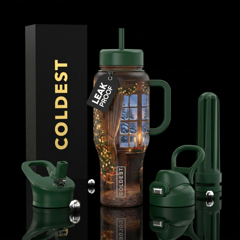 Christmas window water bottle design