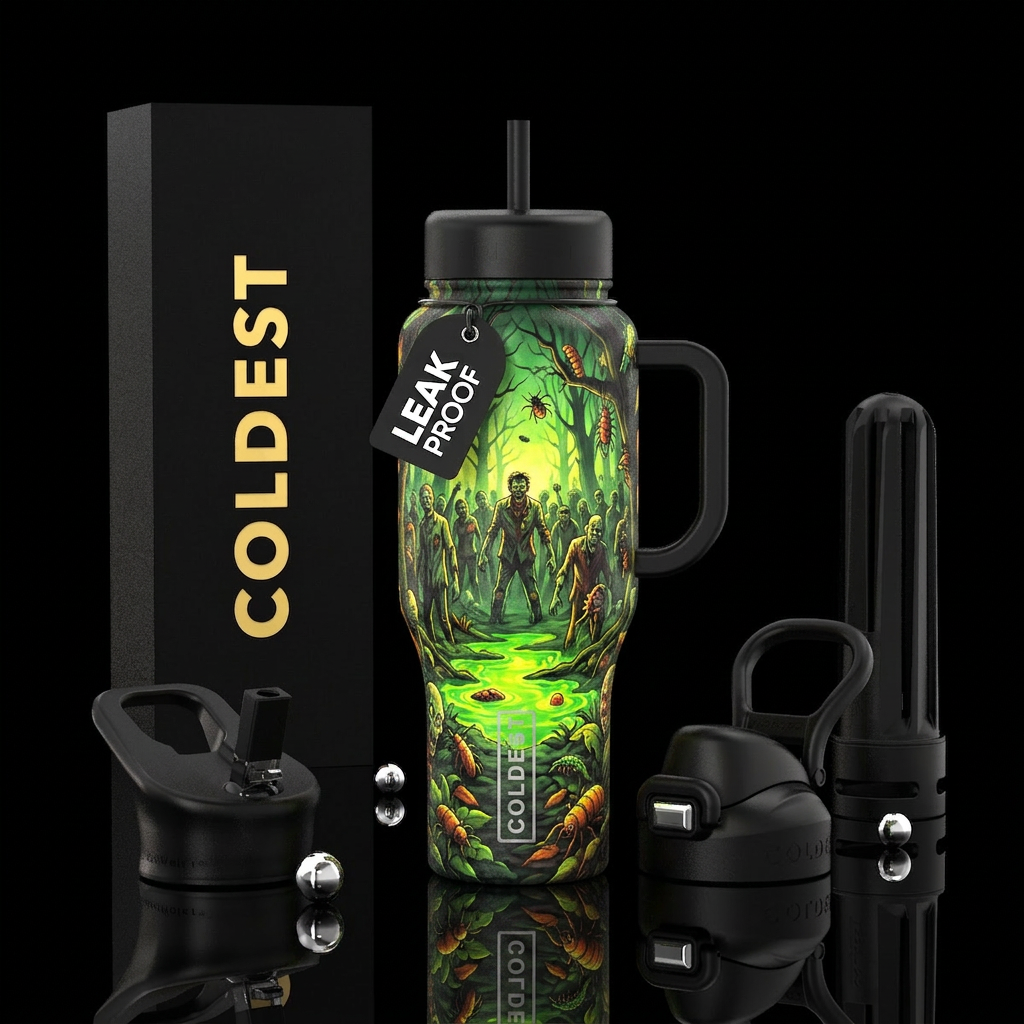 Halloween zombies water bottle design