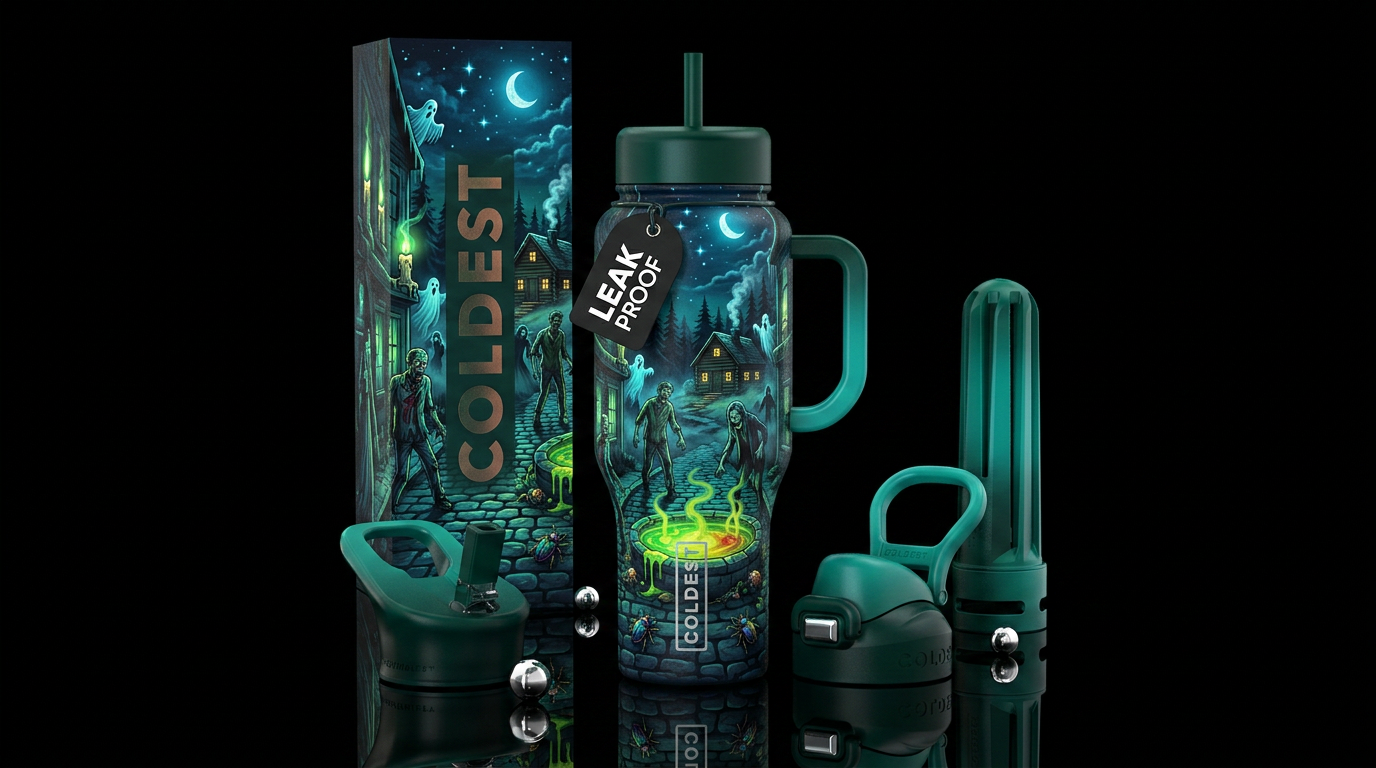 Streets of Halloween water bottle design