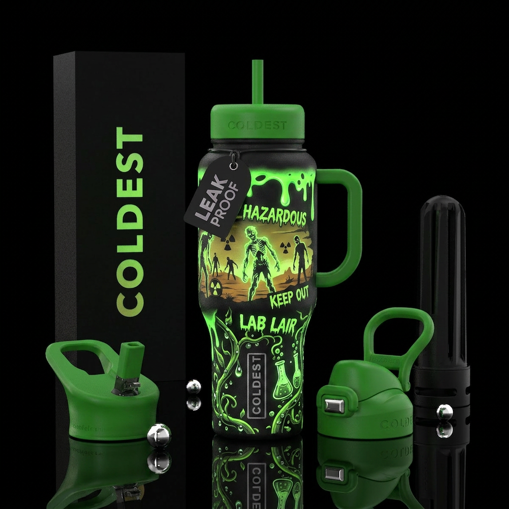 Glowing ooze zombieS walking waste land hazardous ... water bottle design