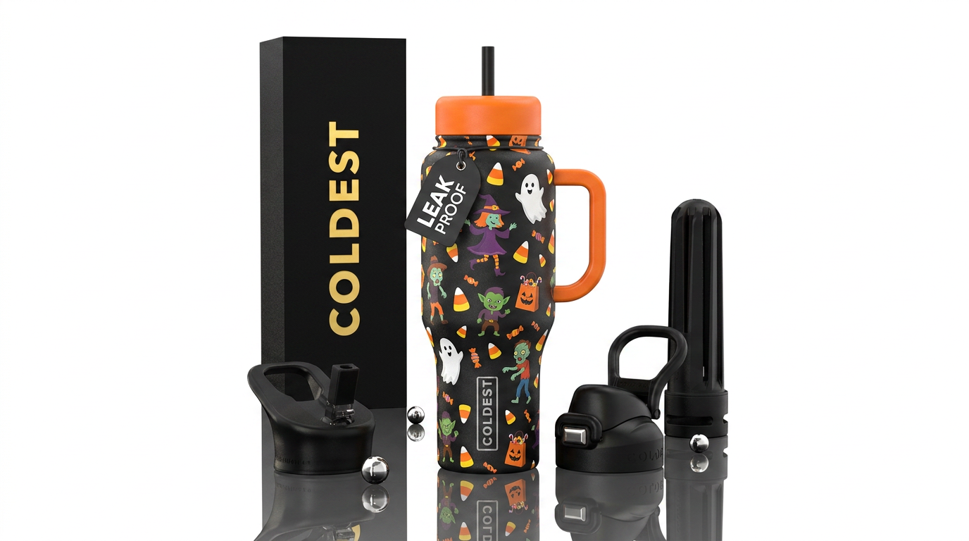 Trick or treat bag water bottle design