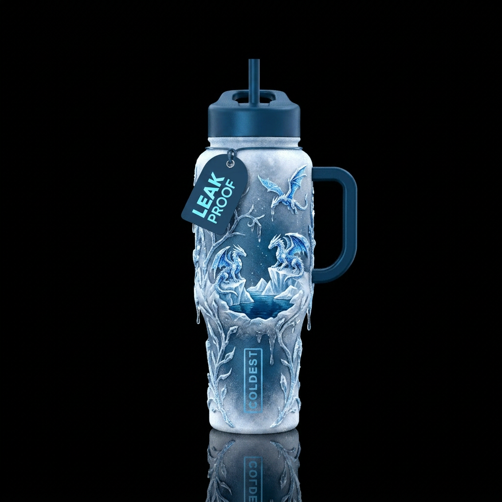 Ice dragons water bottle design