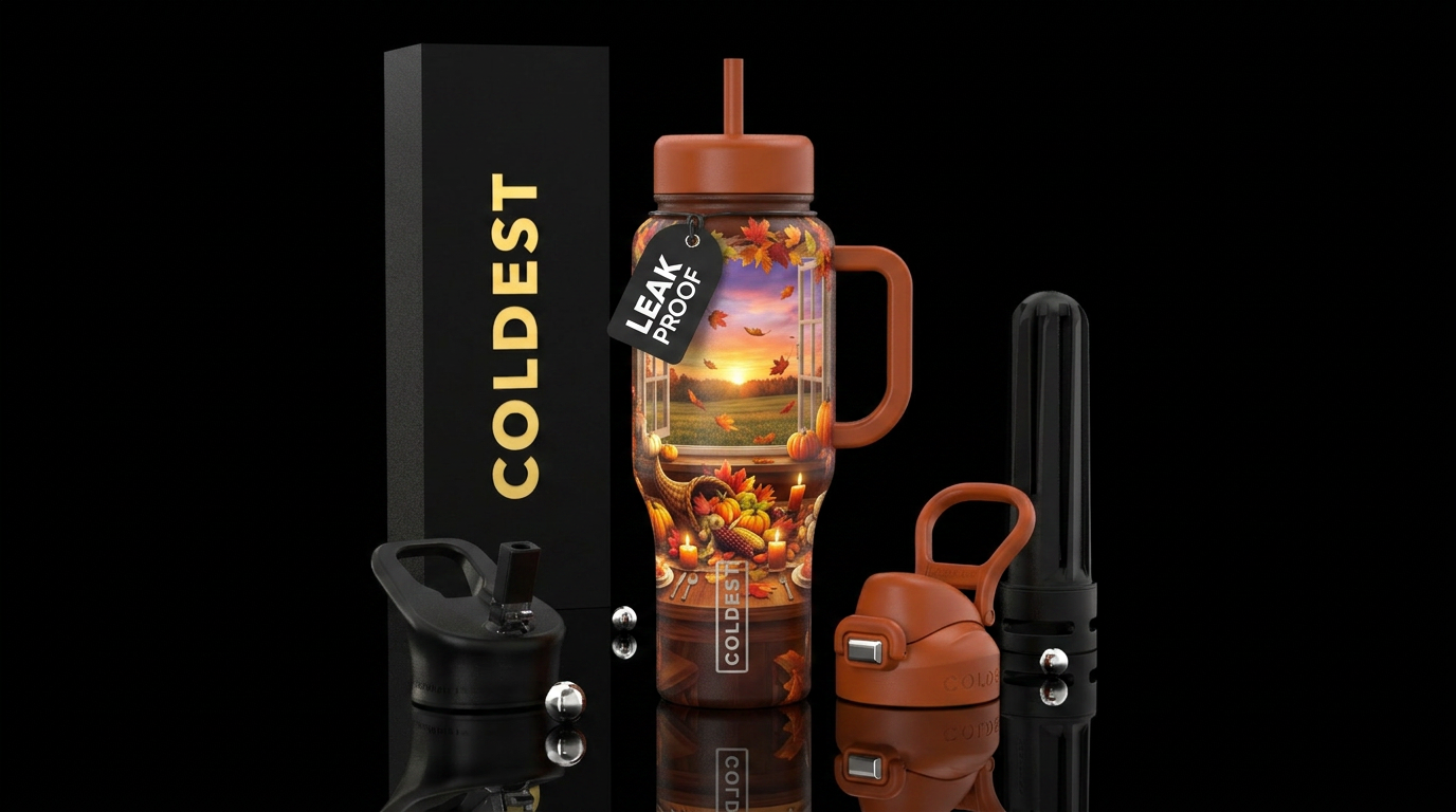 Thanksgiving window water bottle design