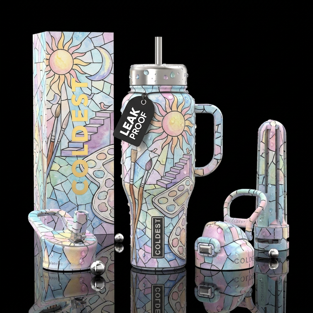 Pastel sky water bottle design
