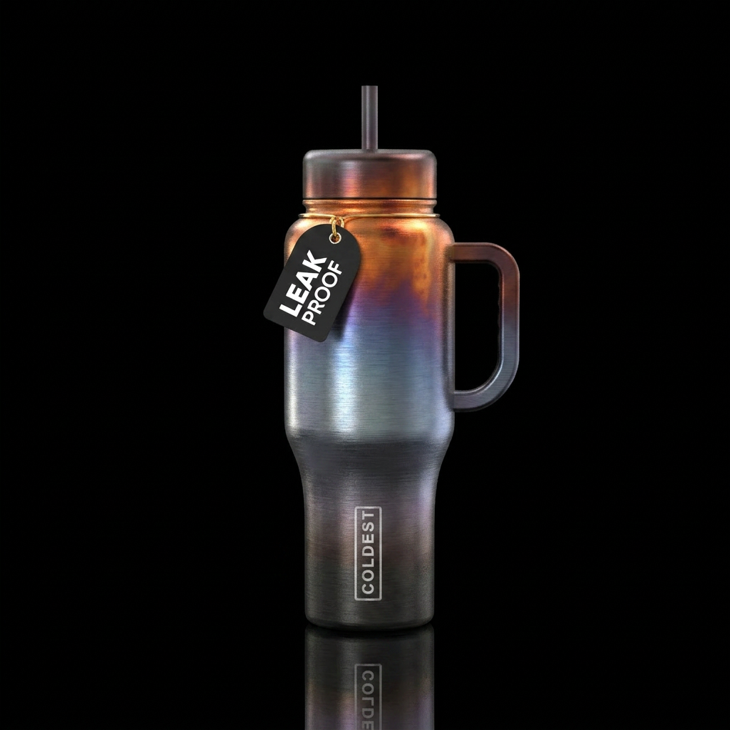 Brushed copper water bottle design