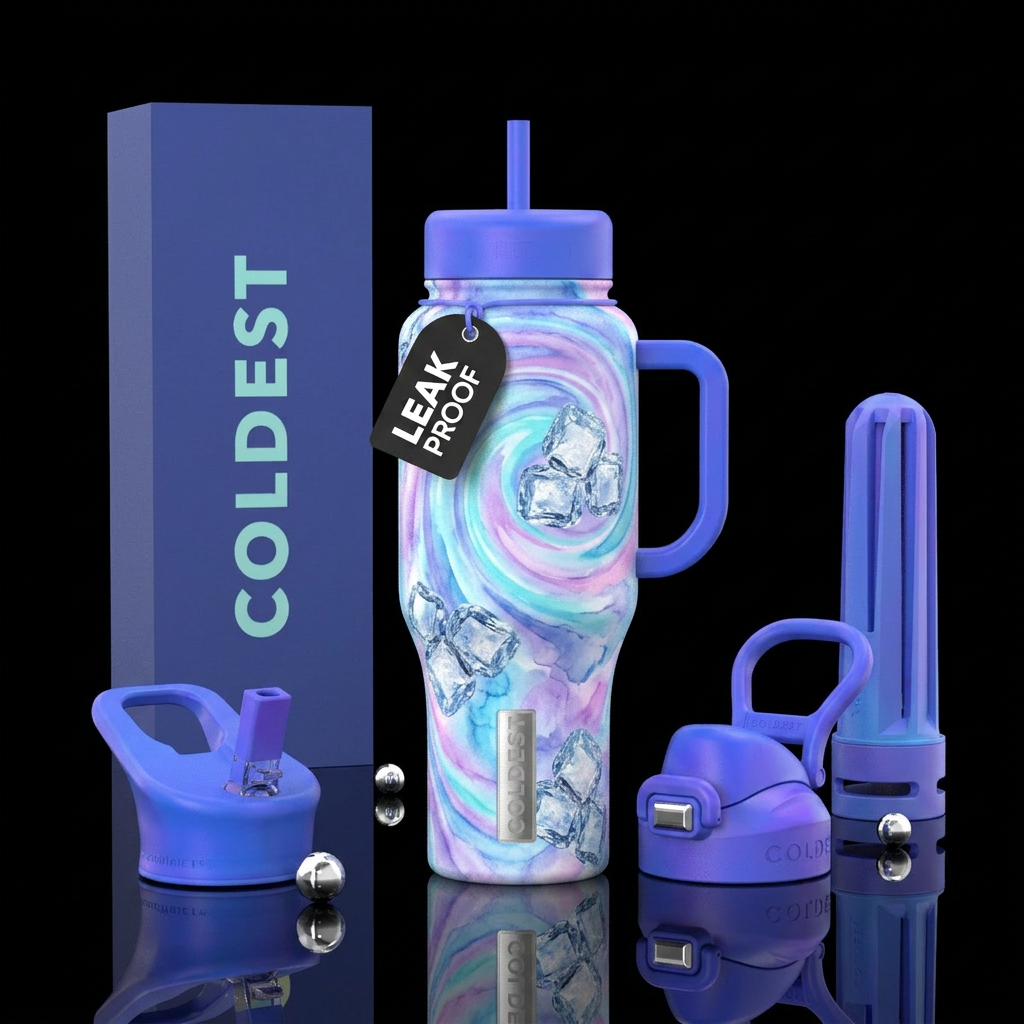 Icy swirls water bottle design