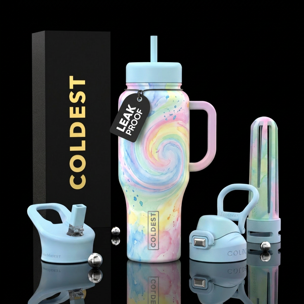 Pastel swirl water bottle design