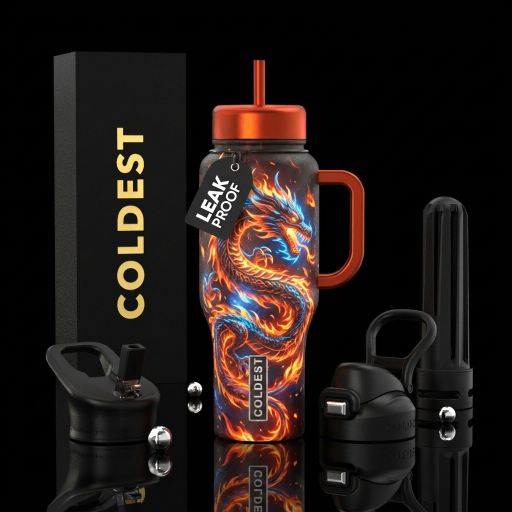 Dragon flame glowie water bottle design