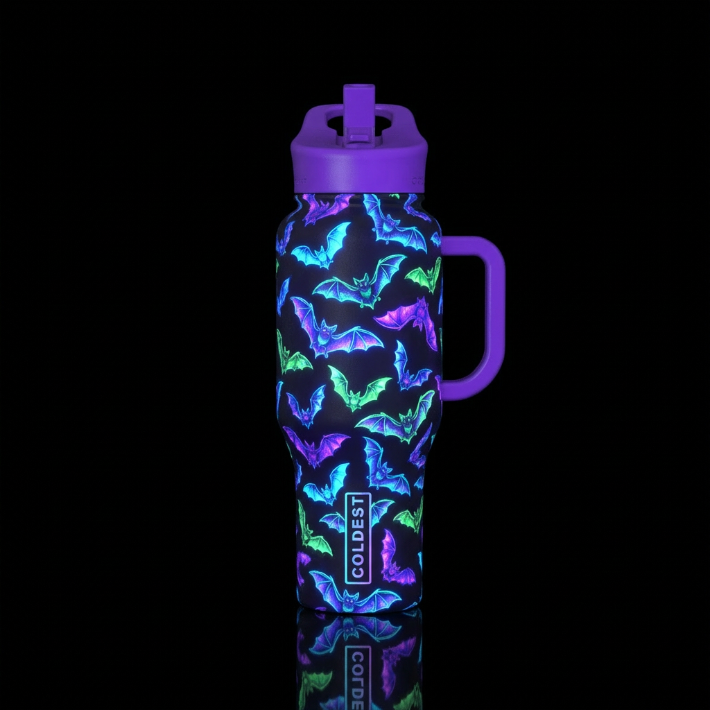 Glowie bats water bottle design
