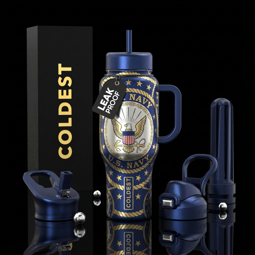 U. S. Navy  emblem foil water bottle design