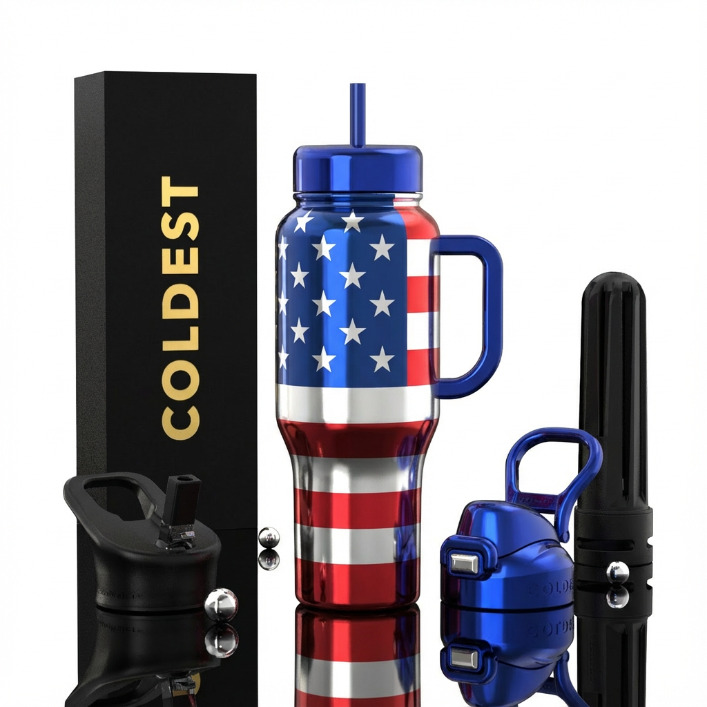 U. S. A. foil water bottle design