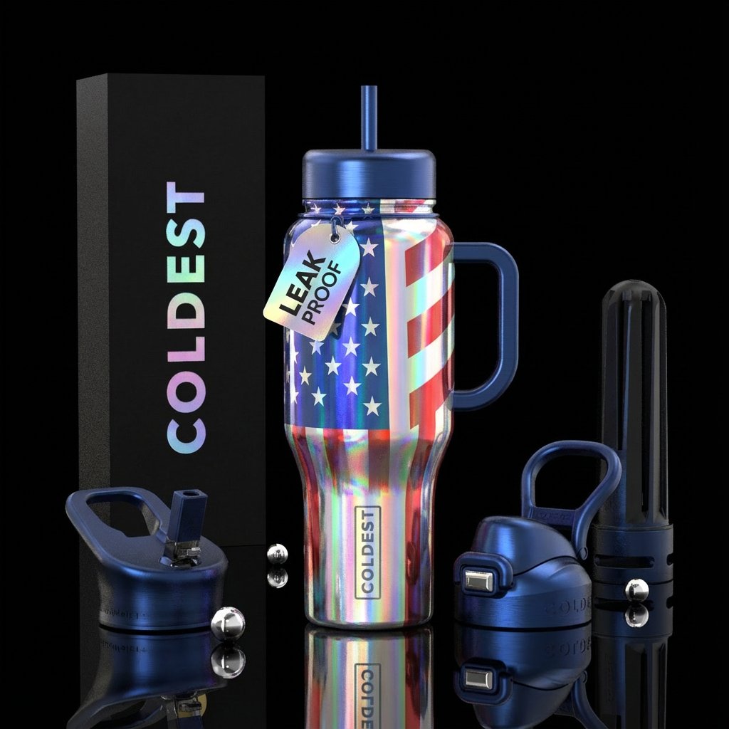U. S. A. foil holographic water bottle design