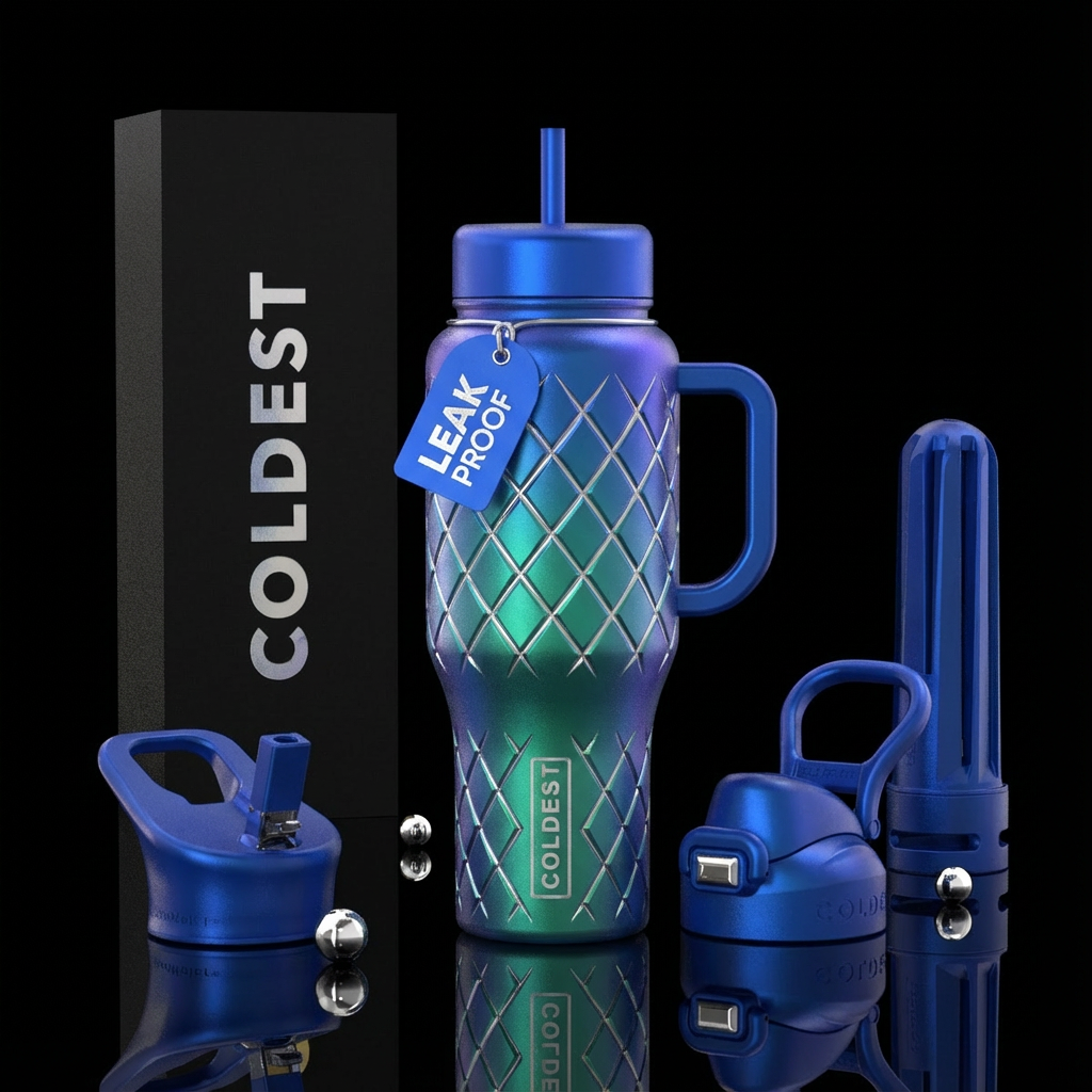 Diamond pane with silver points water bottle design