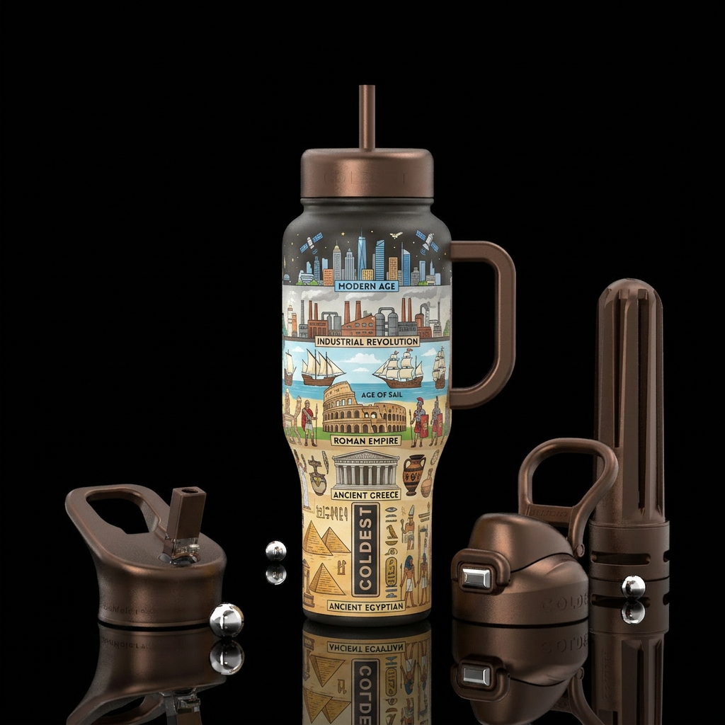 Timeliness with major civilizations and ages water bottle design