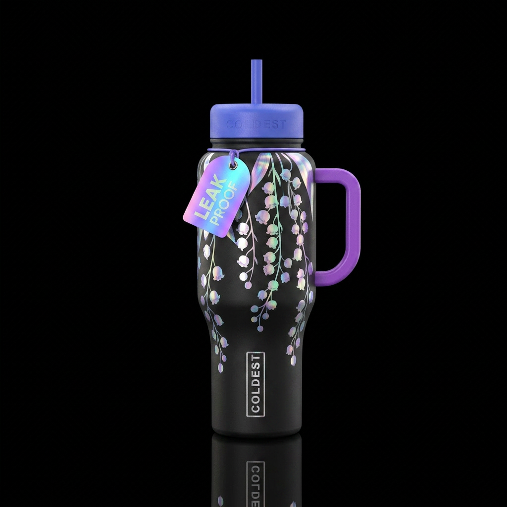 Curtain of holo lily of the valley elegant water bottle design