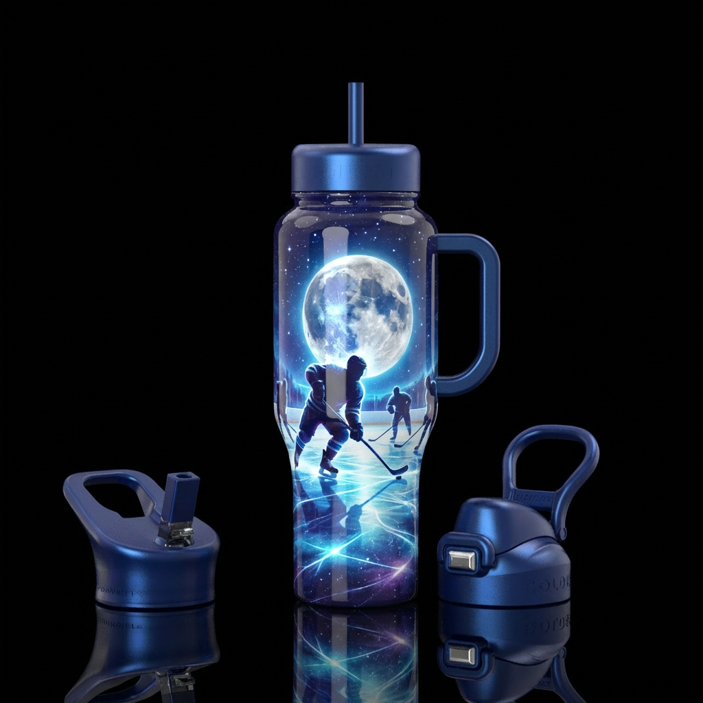 Moonlight Hockey water bottle design