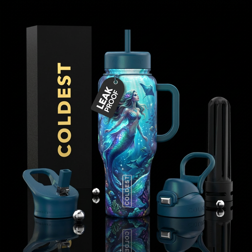 Majestic Mermaid in Ocean water bottle design