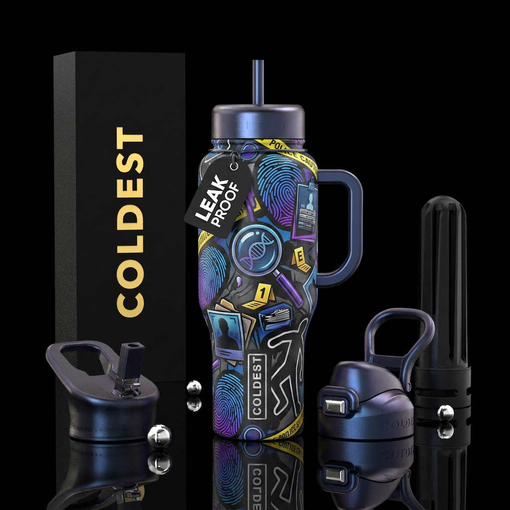 Crime Show water bottle design