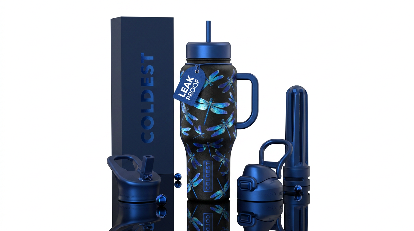 Blue Dragonflies water bottle design