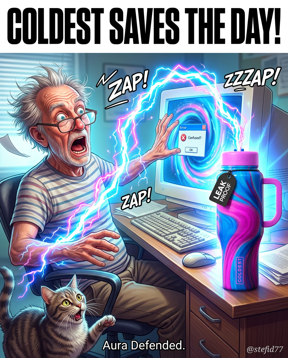 Coldest bottle zapping someone through the compute... water bottle design