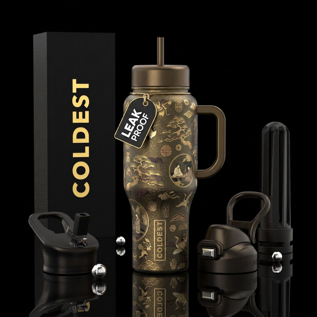 Korean Art Gold Dusted water bottle design