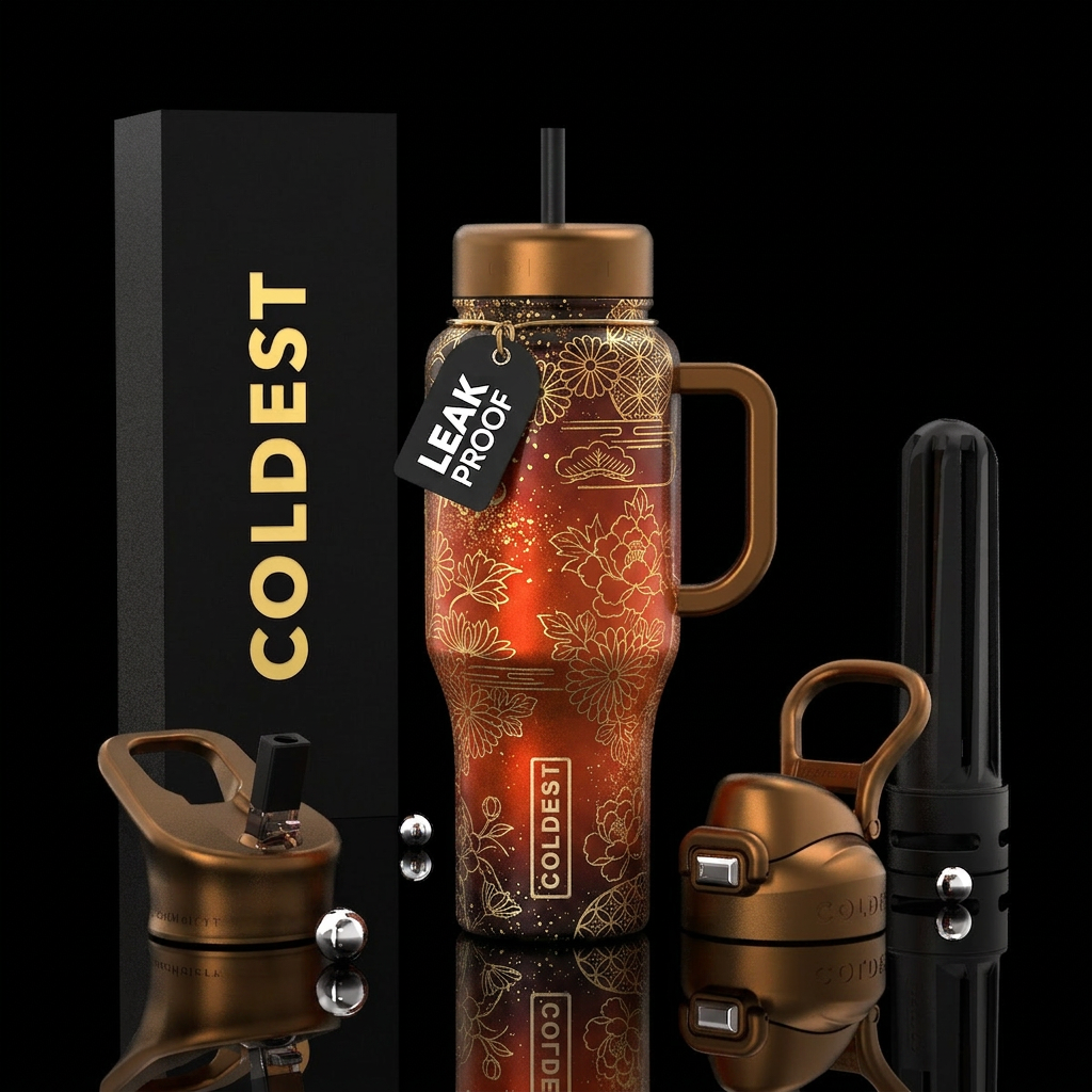 Korean Art Gold Dusted water bottle design