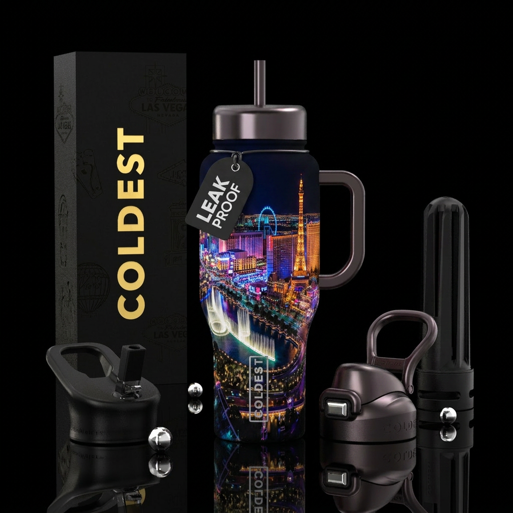 Vegas Strip water bottle design