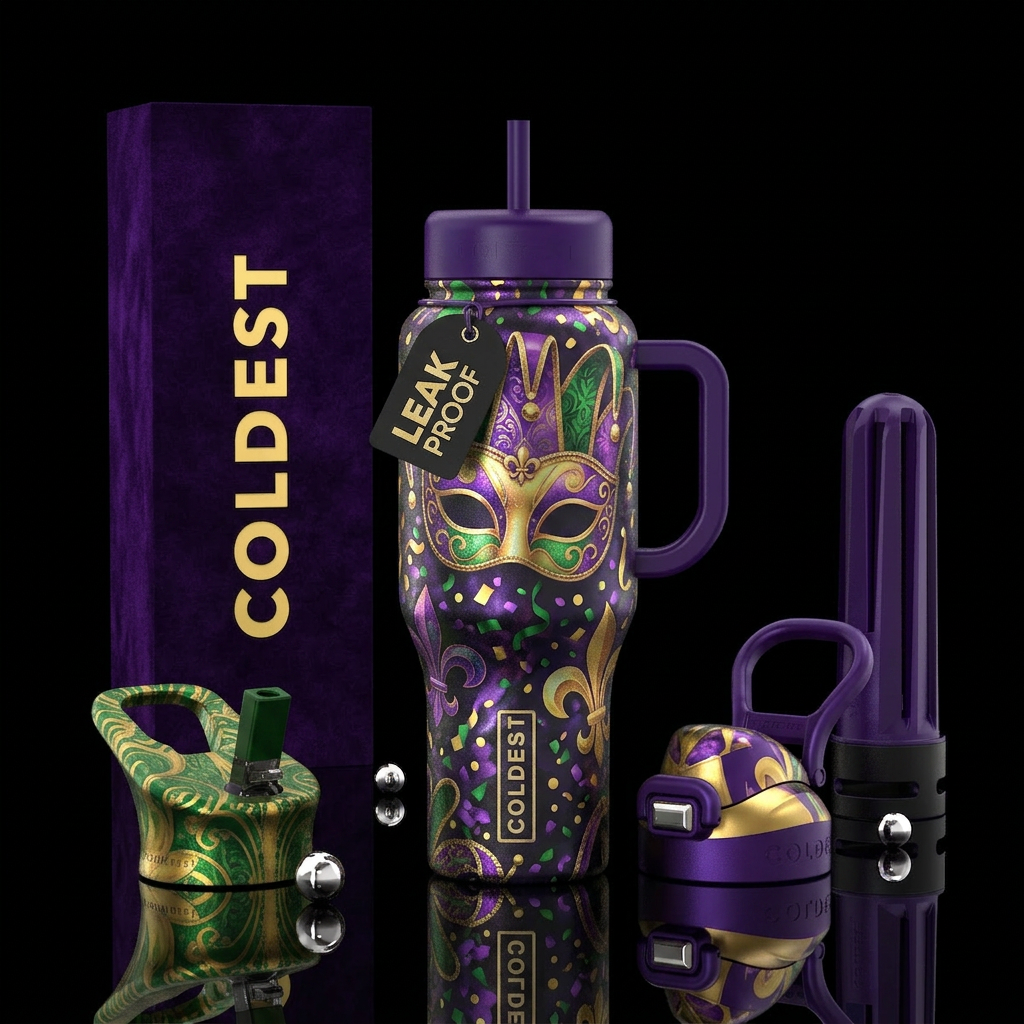 Mardis Gras water bottle design