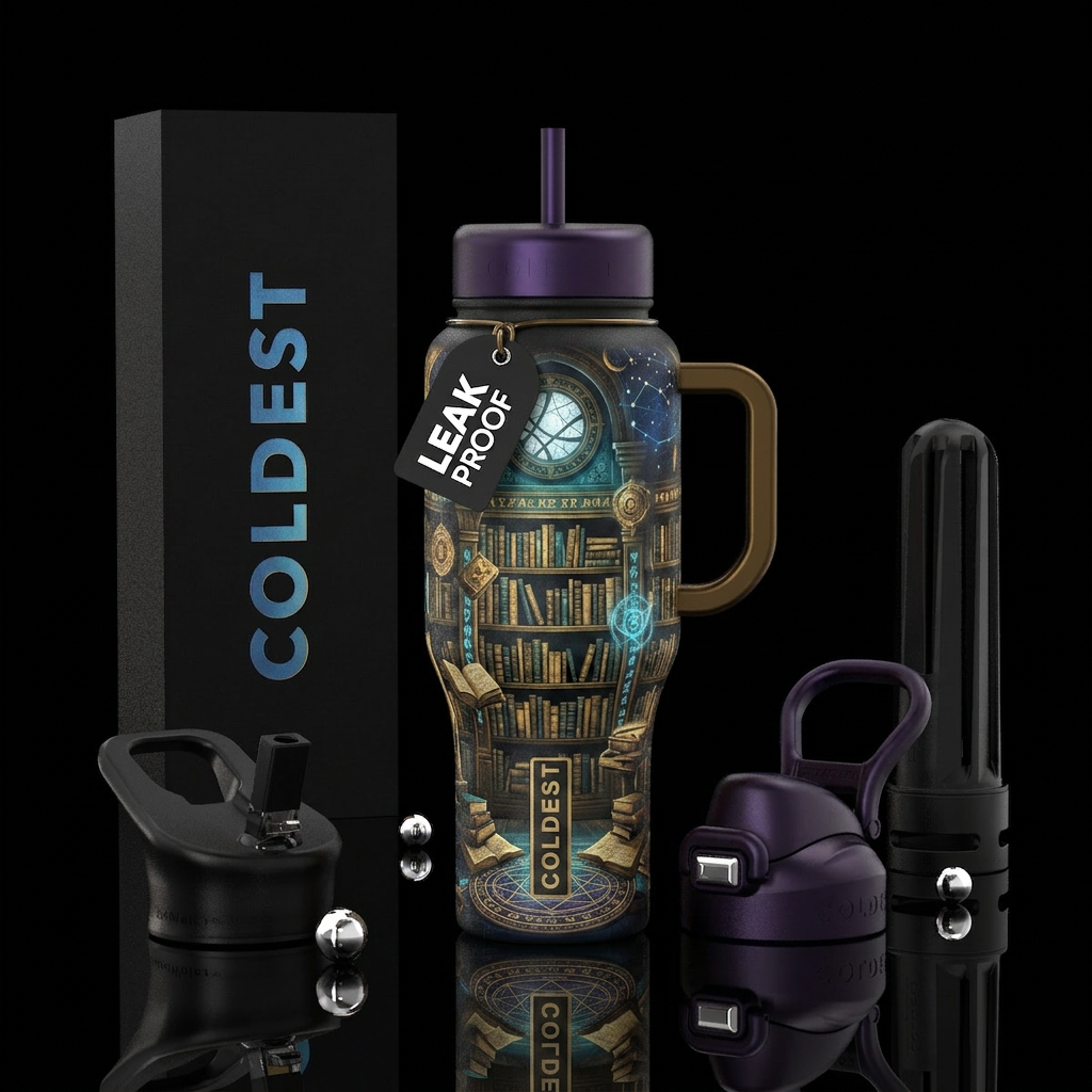 Dr Strange's Library water bottle design