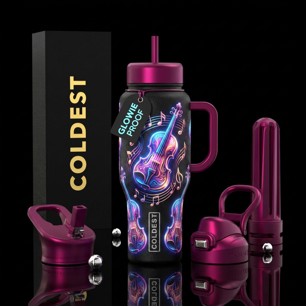 Glowie Violins Making Beautiful Music water bottle design