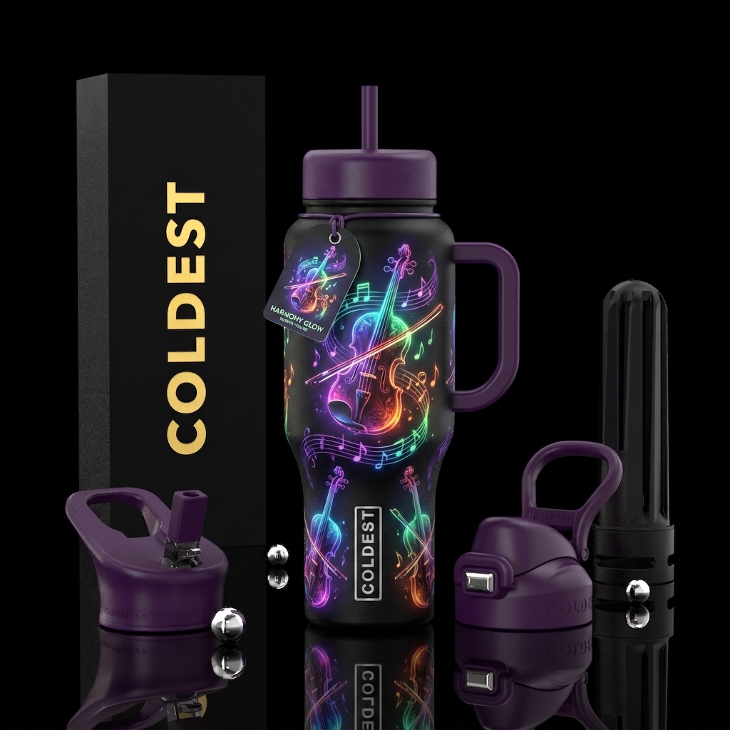 Glowie Violins Making Beautiful Music water bottle design