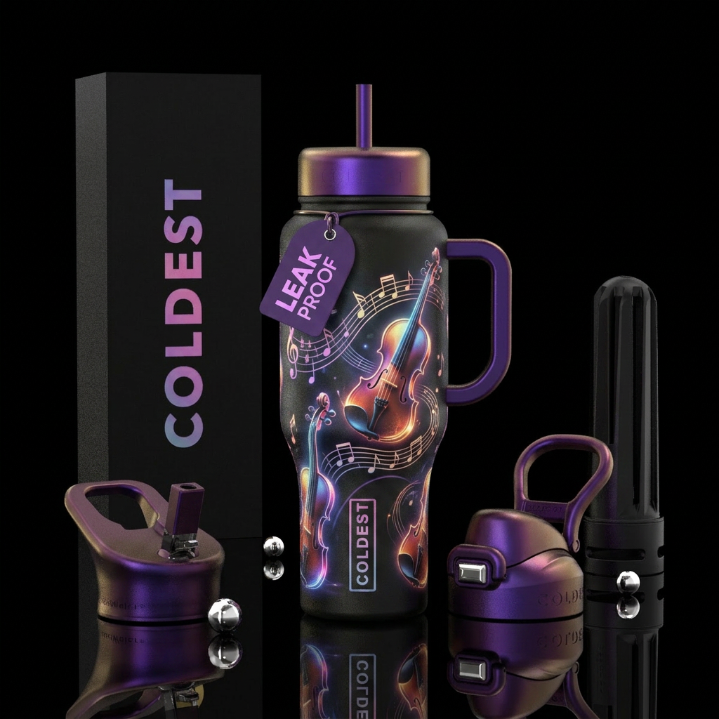 Glowie Violins Making Beautiful Music water bottle design