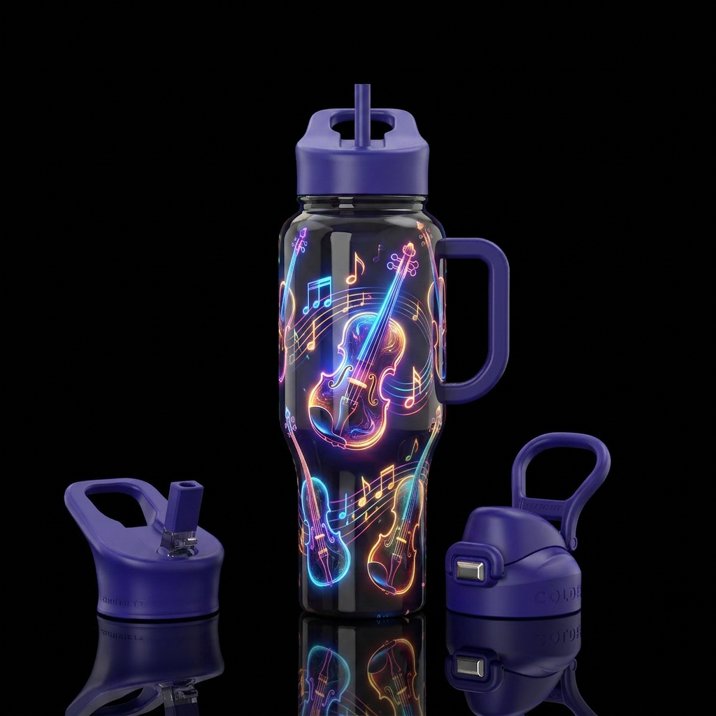 Glowie Violins Making Beautiful Music water bottle design