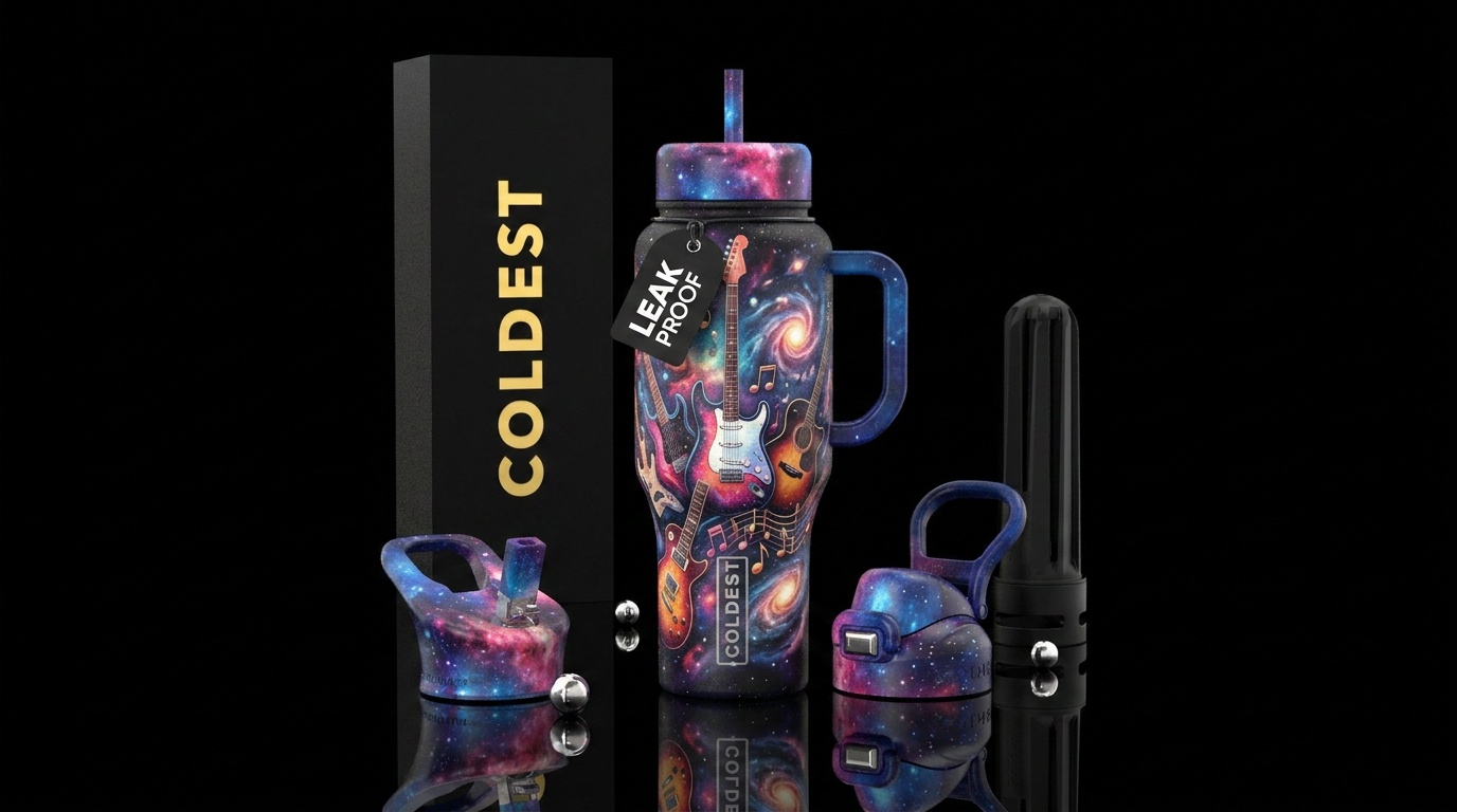 Cosmic Guitars Making Music water bottle design