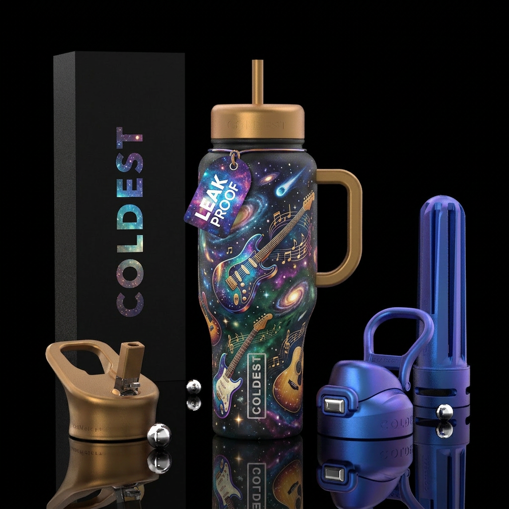 Cosmic Guitars Making Music water bottle design