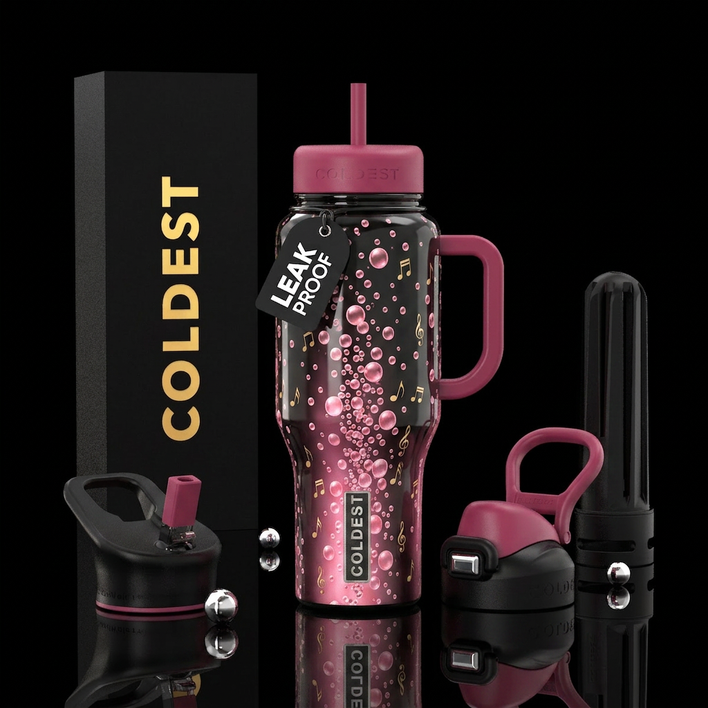 Musically Pink water bottle design
