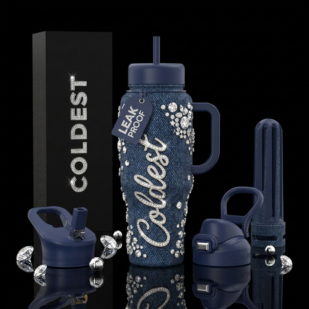 Denim and Diamonds water bottle design