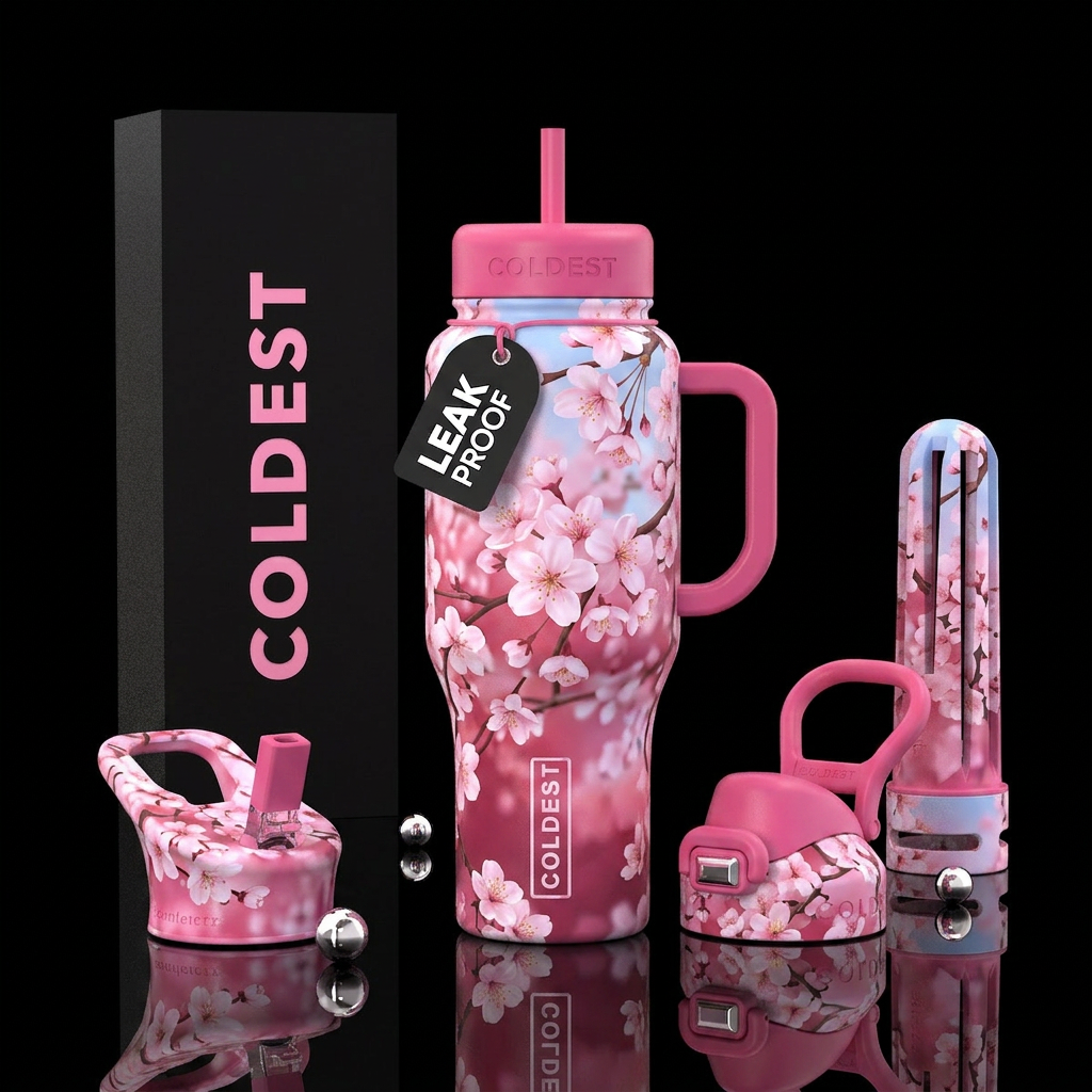 cherry blossom season water bottle design
