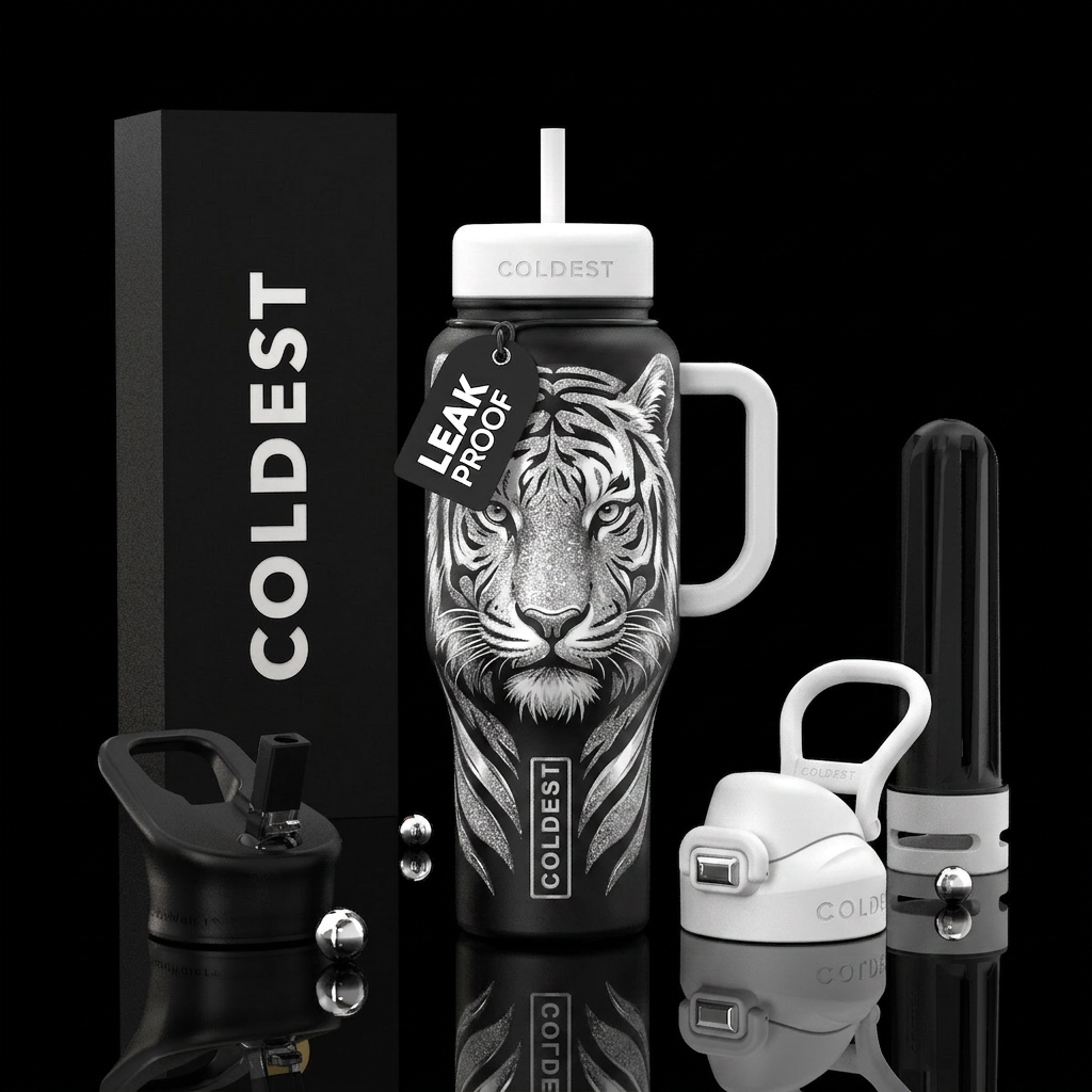 White Tiger water bottle design