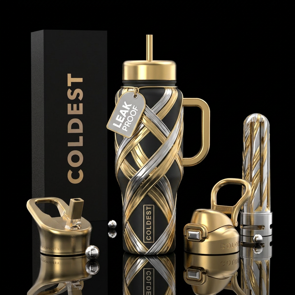 Twisted Gold and Silver water bottle design