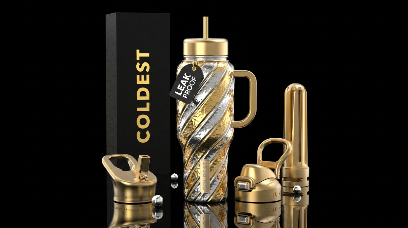 Twisted Gold and Silver water bottle design
