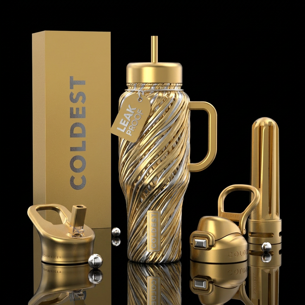 Twisted Gold and Silver water bottle design
