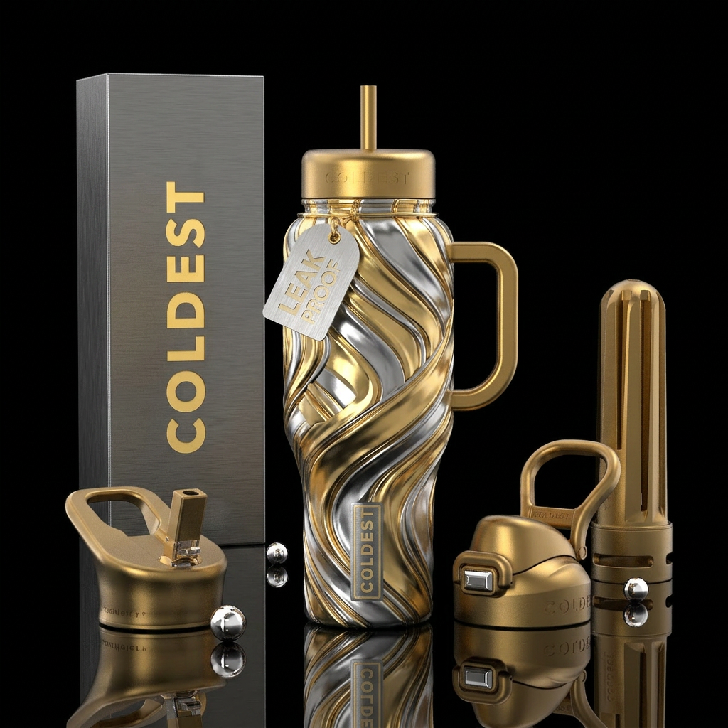 Twisted Gold and Silver water bottle design