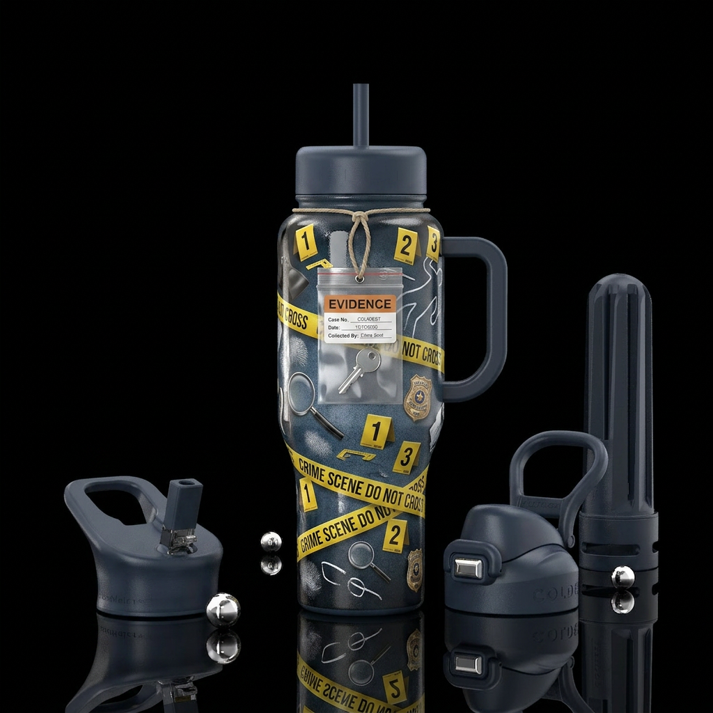 Crime Scene water bottle design