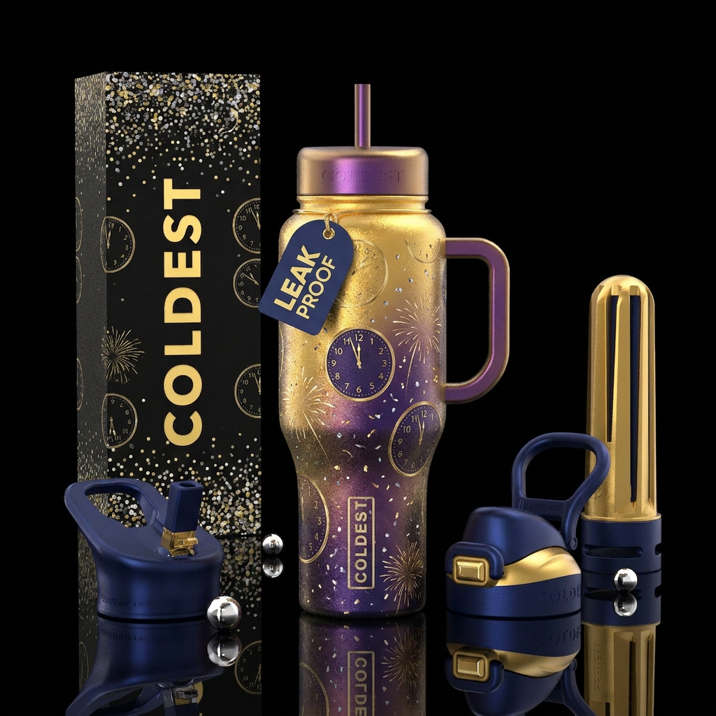 New Year's Eve water bottle design