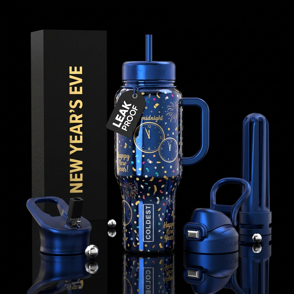 New Year's Eve water bottle design