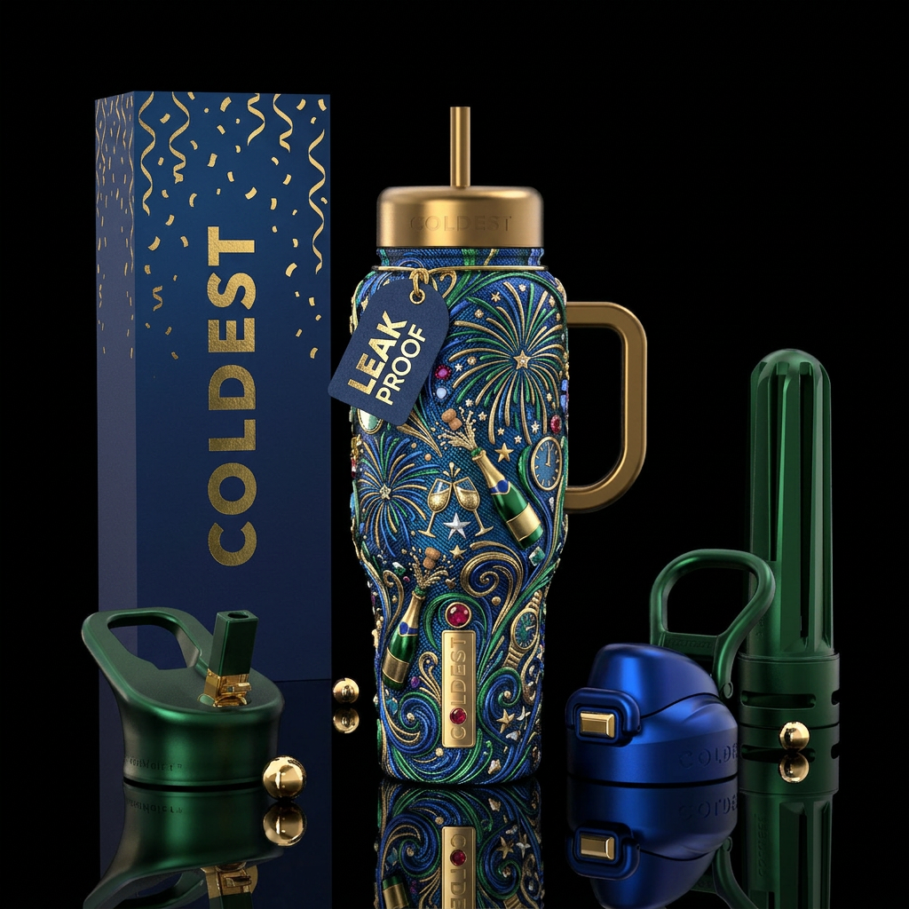 New Year's Eve water bottle design